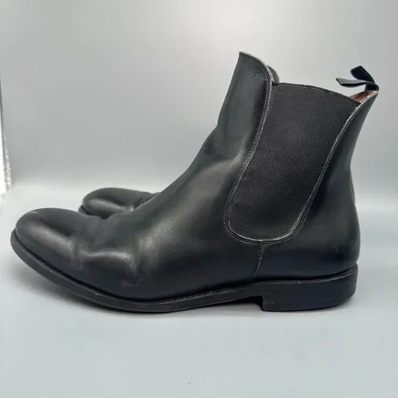 Meermin Calf - E Men 7.5 Triple Black Leather Chelsea Boot Elastic Sided Pull On